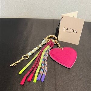 La Via Firenze | Pink Leather Heart Bag Charm